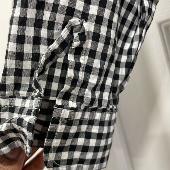 Lauren Ralph Lauren black white button down blouse collared size L - Picture 6 of 6